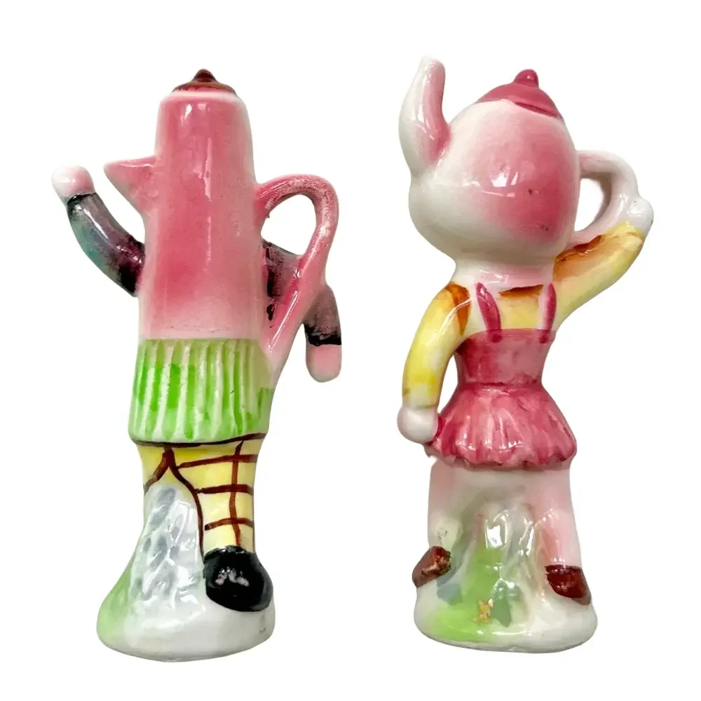 Vintage Salt Pepper Shakers Anthropomorphic Teapot Coffee Pot Ceramic Japan